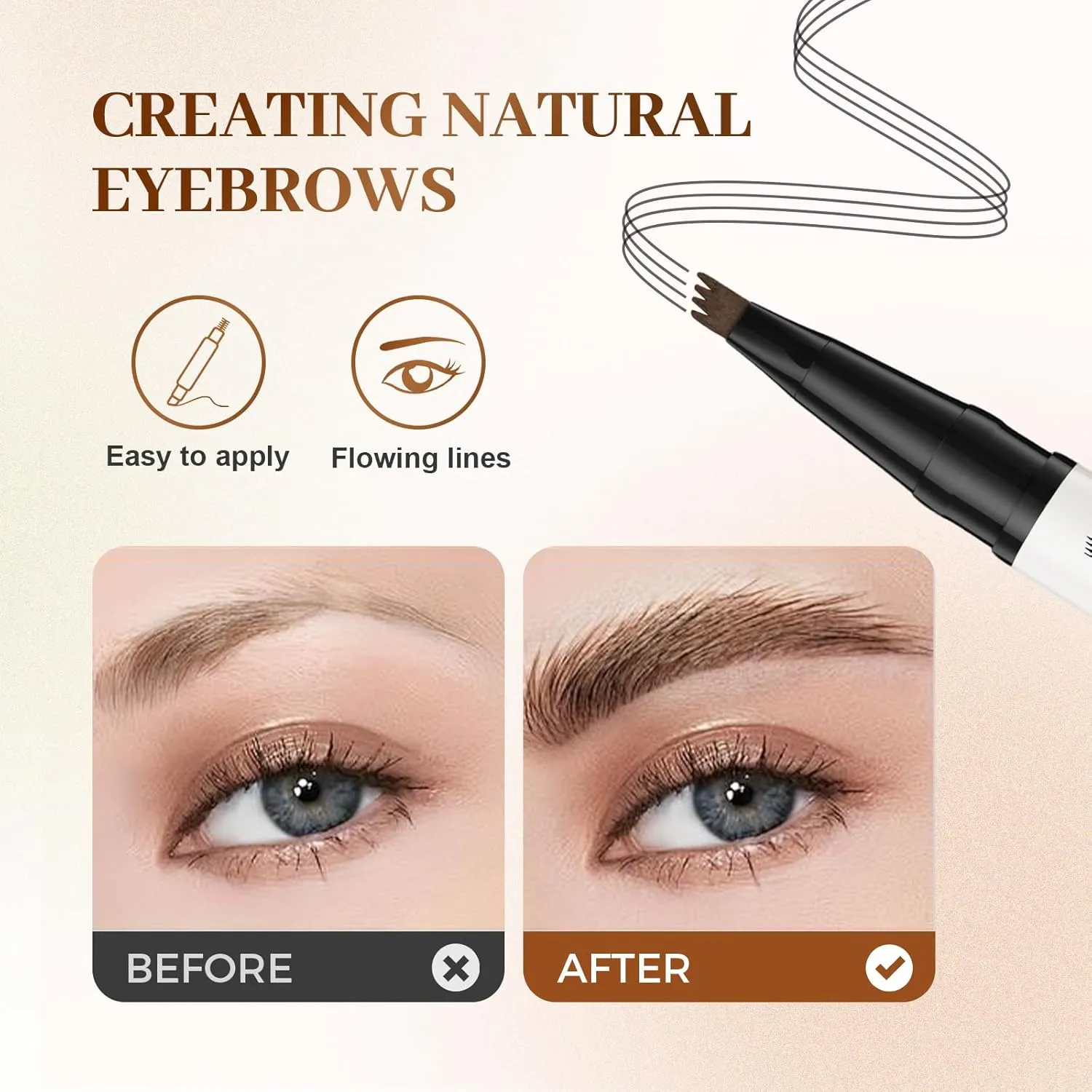 Microblading Eyebrow Pencil, 2025 New 2-in-1 Dual-Ended Eyebrow Pen and Eyebrow Gel, 4 Fork Tip Eyebrow Pencils for Women Waterproof Brow Pen Long Lasting (Black)