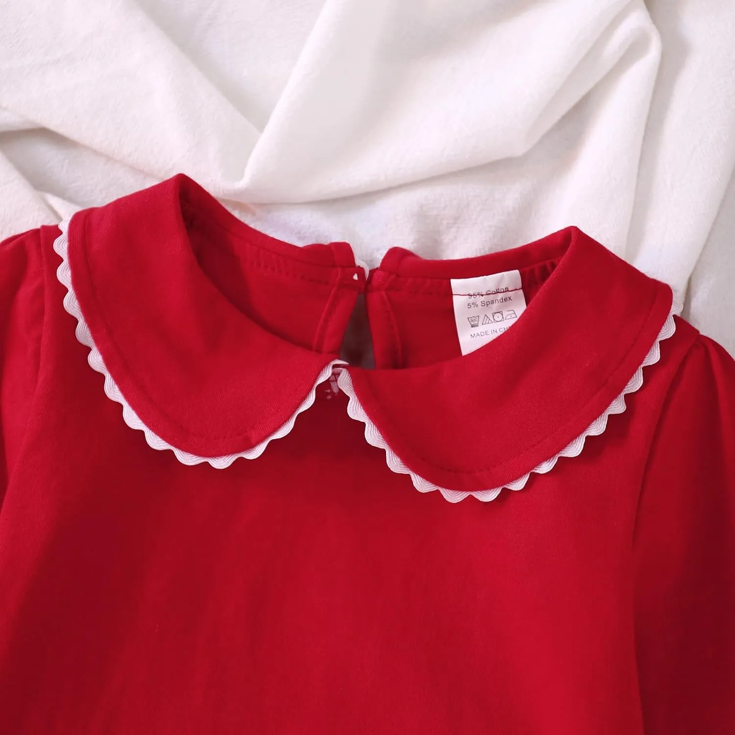 MODNTOGA Kids Baby Girl Long Sleeve Collar Shirt Toddler White Blouse Puff Short Sleeve T-Shirt Solid Color Basic Top Bottom