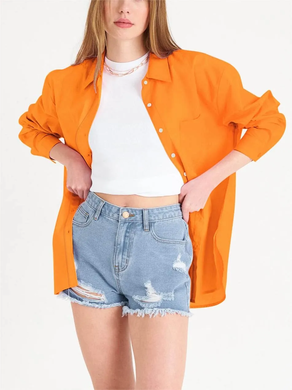 Paintcolors Womens Button Down Shirts Long Sleeve Dressy Casual Blouses Button Up Collared Shirts Tops for women