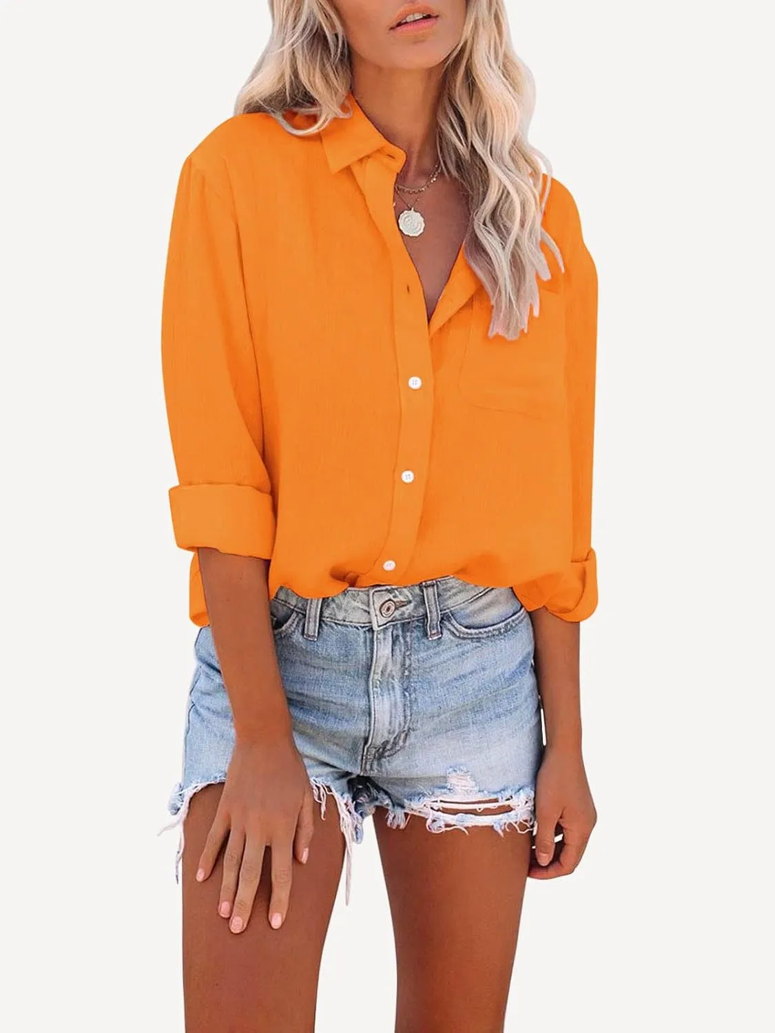 Paintcolors Womens Button Down Shirts Long Sleeve Dressy Casual Blouses Button Up Collared Shirts Tops for women