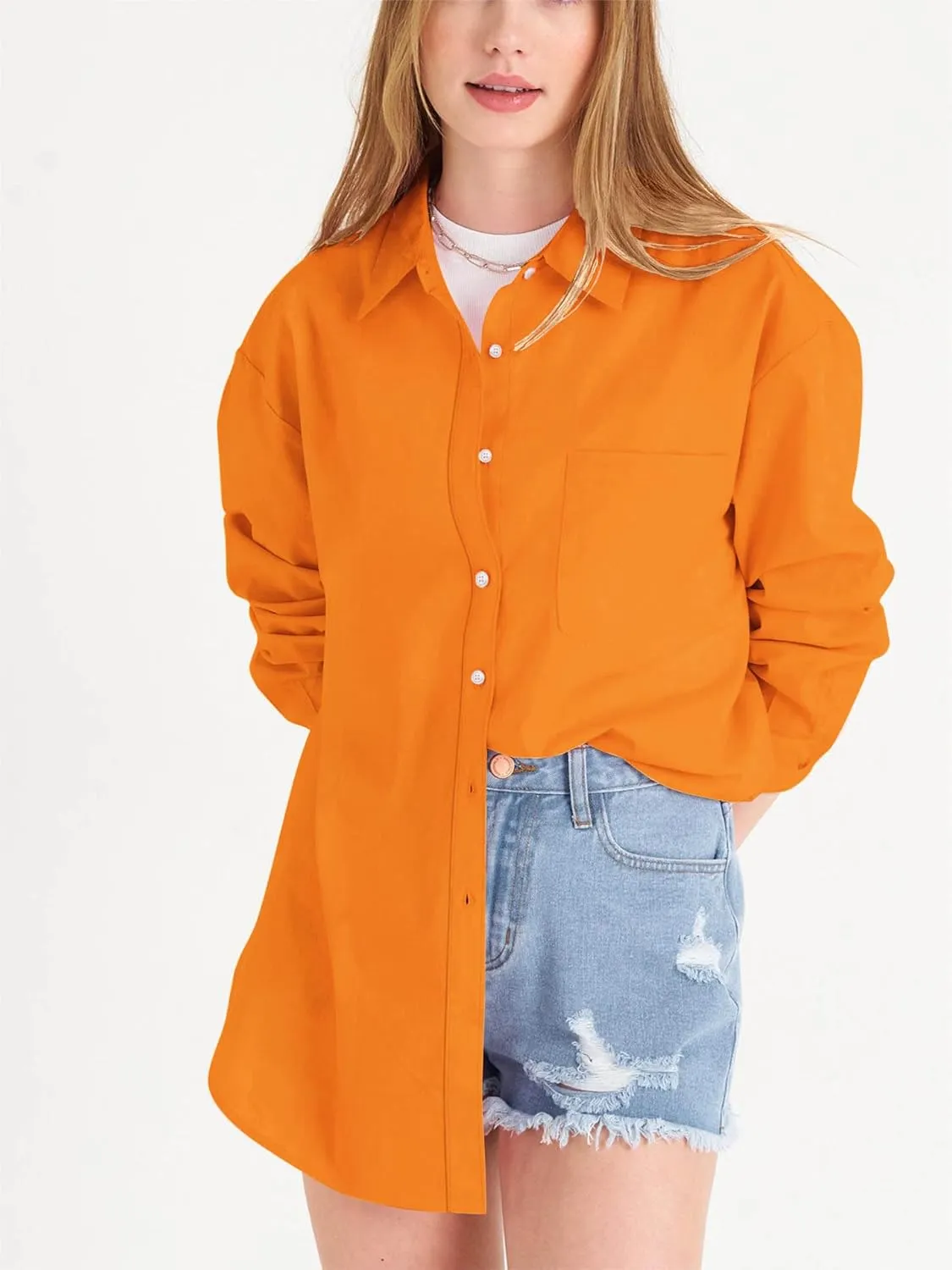 Paintcolors Womens Button Down Shirts Long Sleeve Dressy Casual Blouses Button Up Collared Shirts Tops for women