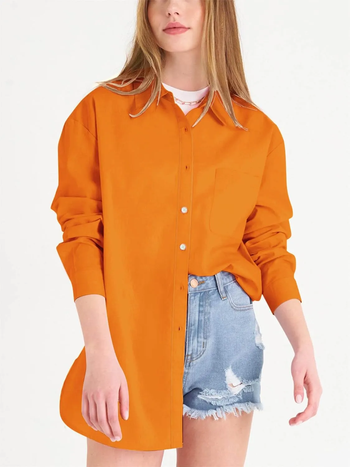 Paintcolors Womens Button Down Shirts Long Sleeve Dressy Casual Blouses Button Up Collared Shirts Tops for women