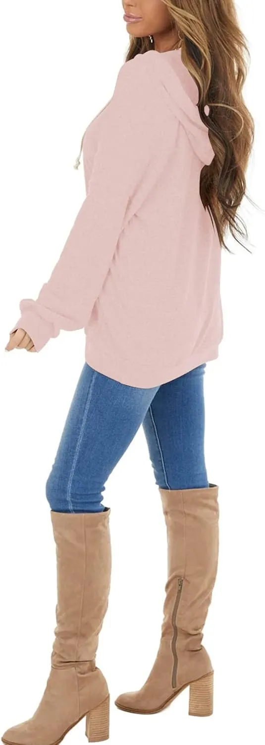 PRETTODAY Women's Casual Lightweight Hoodies Long Sleeve White Drawstring Sweatshirts Loose Pullovers with Pocket