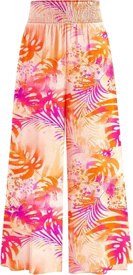 PRETTYGARDEN Women's 2025 Summer Flowy Wide Leg Palazzo Pants Dressy Casual Elastic High Waisted Pockets Boho Beach Trousers