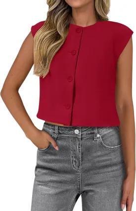 PRETTYGARDEN Women's Summer Suit Vest 2025 Dressy Casual Crop Tops Business Work Office Clothes Trendy Blazer Waistcoat