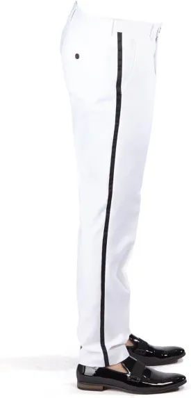 Slim Fit Tuxedo Pants Flat Front No Pleats Black Side Line AZAR