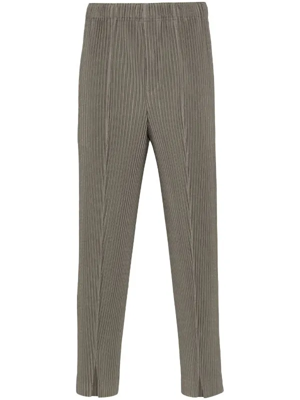 Slit Slim Plated Pants - Bronze Gray