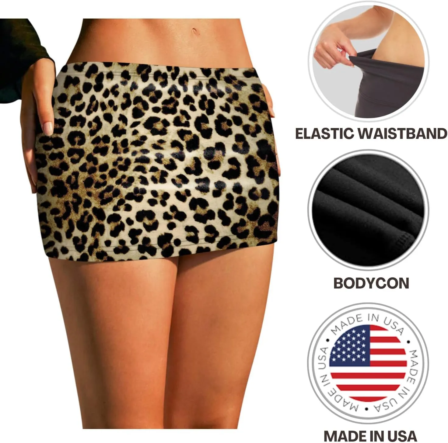 Sweet Hearts Black Mini Skirt for Women- Above Knee Elastic Waist Basic Mini Pencil Womens Skirts Bodycon Made in USA