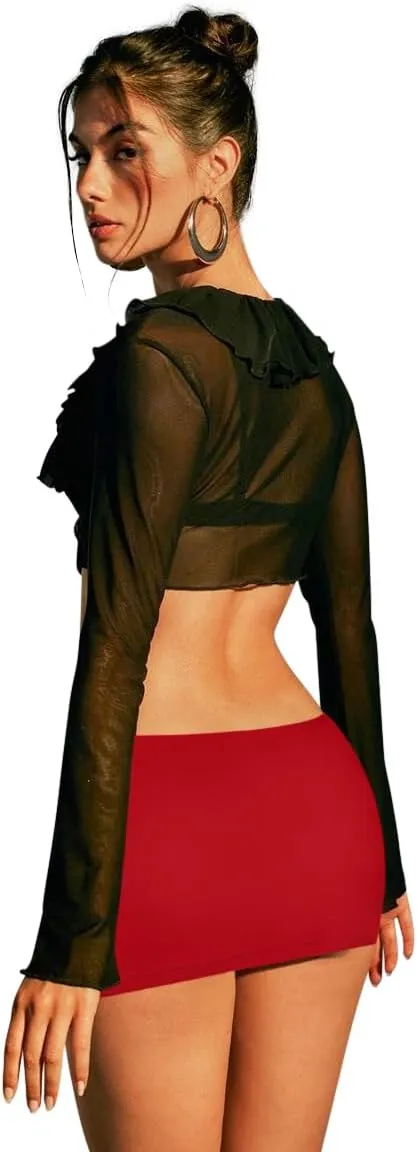 Sweet Hearts Black Mini Skirt for Women- Above Knee Elastic Waist Basic Mini Pencil Womens Skirts Bodycon Made in USA