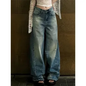 TAVIMART  -  Blue Women Jeans High Waist Fashion American Vintage Streetwear Y2K Wide Leg Jean Female Denim Trouser Baggy Denim Pants
