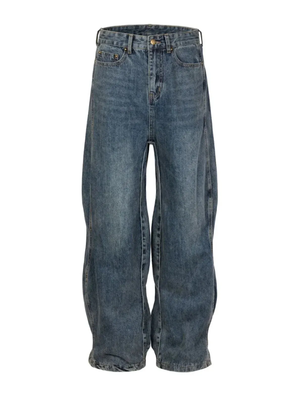TAVIMART  -  Blue Women's Jeans Hip-hop Fashion Vintage Streetwear Y2K Wide Leg Straight Jean High Waist Trouser Classic Baggy Denim Pants