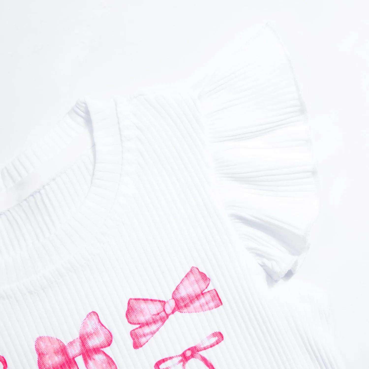 Toddler Girls Ruffle Sleeve T Shirt Knit Ribbed Blouse Cotton Top Plain Solid Kids Casual Clothes 1-6 Years