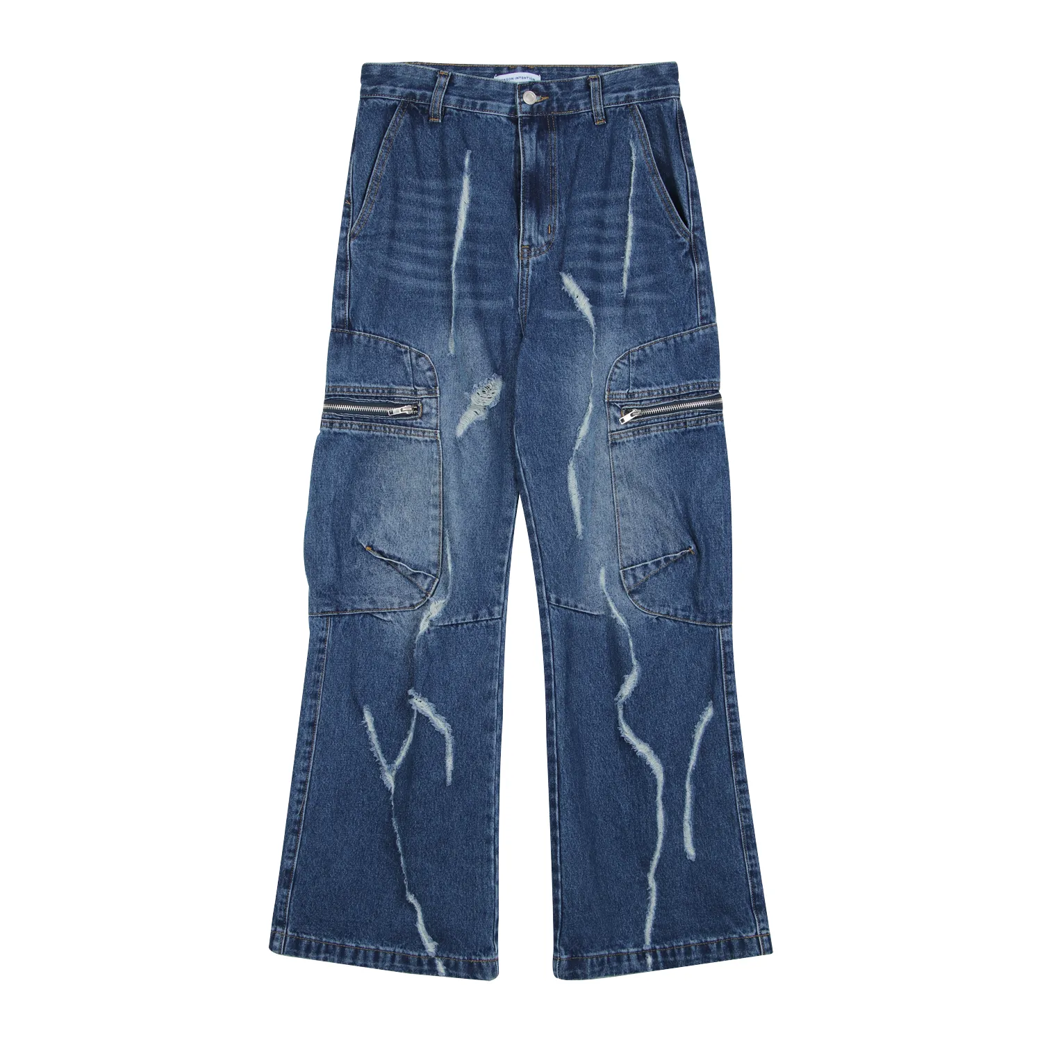 Toleet 2000s fashion Niche Worn Straight Jeans Men's Loose Wide-Leg Casual Trousers High Street Versatile Pants