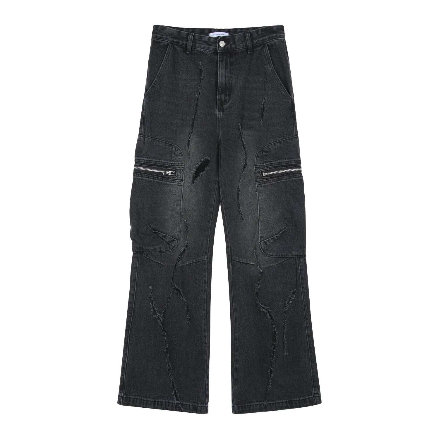 Toleet 2000s fashion Niche Worn Straight Jeans Men's Loose Wide-Leg Casual Trousers High Street Versatile Pants