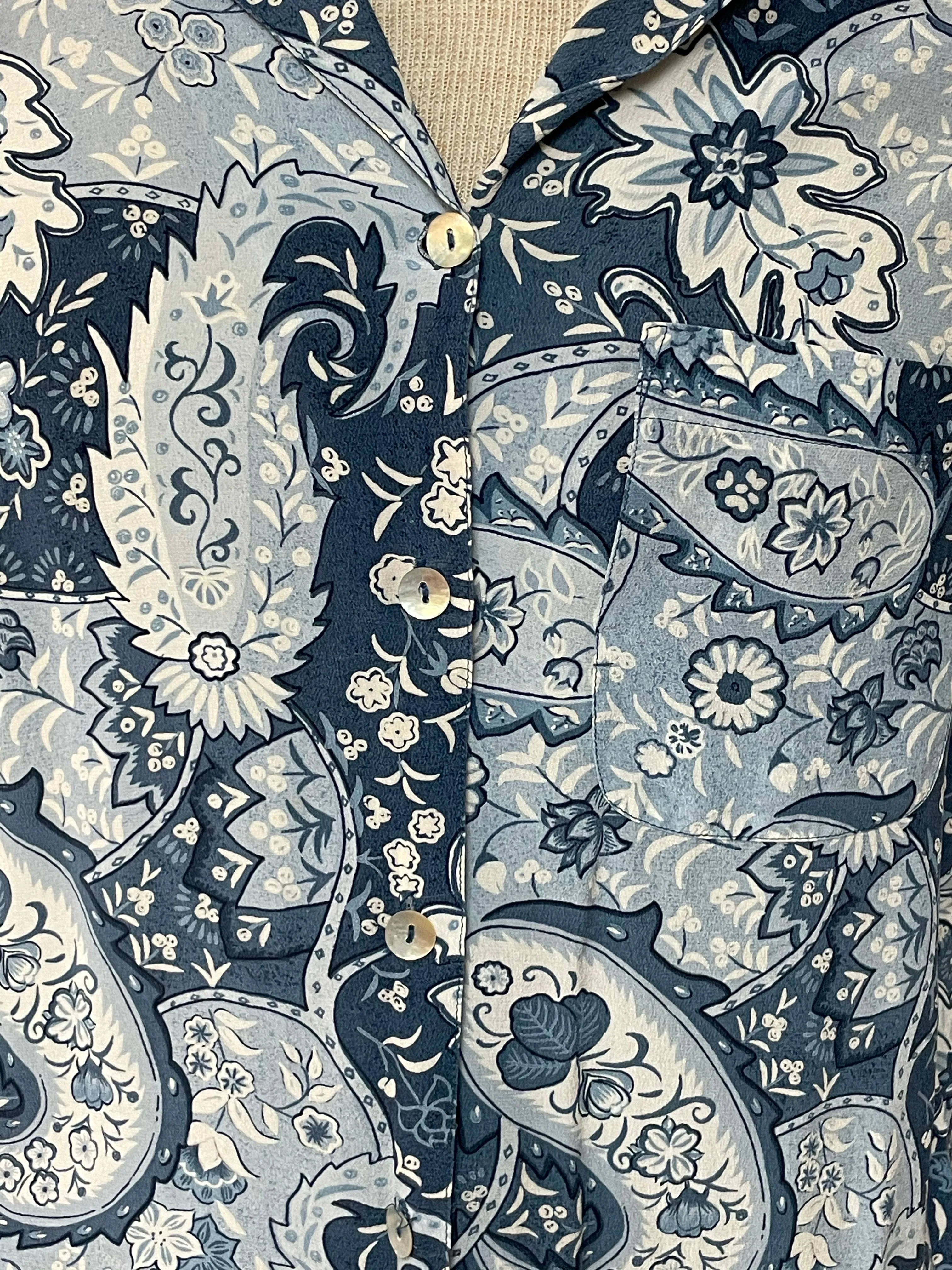 Vintage Alfred Dunner Womens Blue Silk Floral Short Sleeve Top Blouse  Sz 8