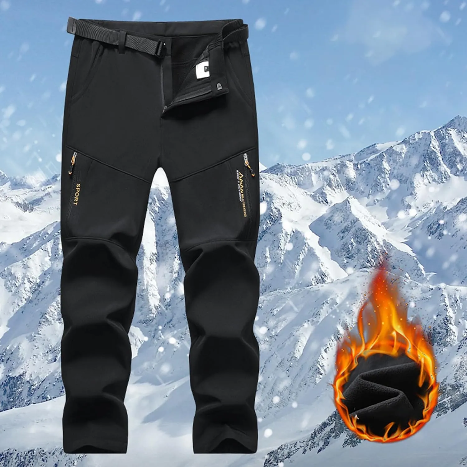 Winter Pant for Men Sherpa Lined Thermal Warm Pants Outdoor Sports Hiking Trousers Lounge Baggy Joggers