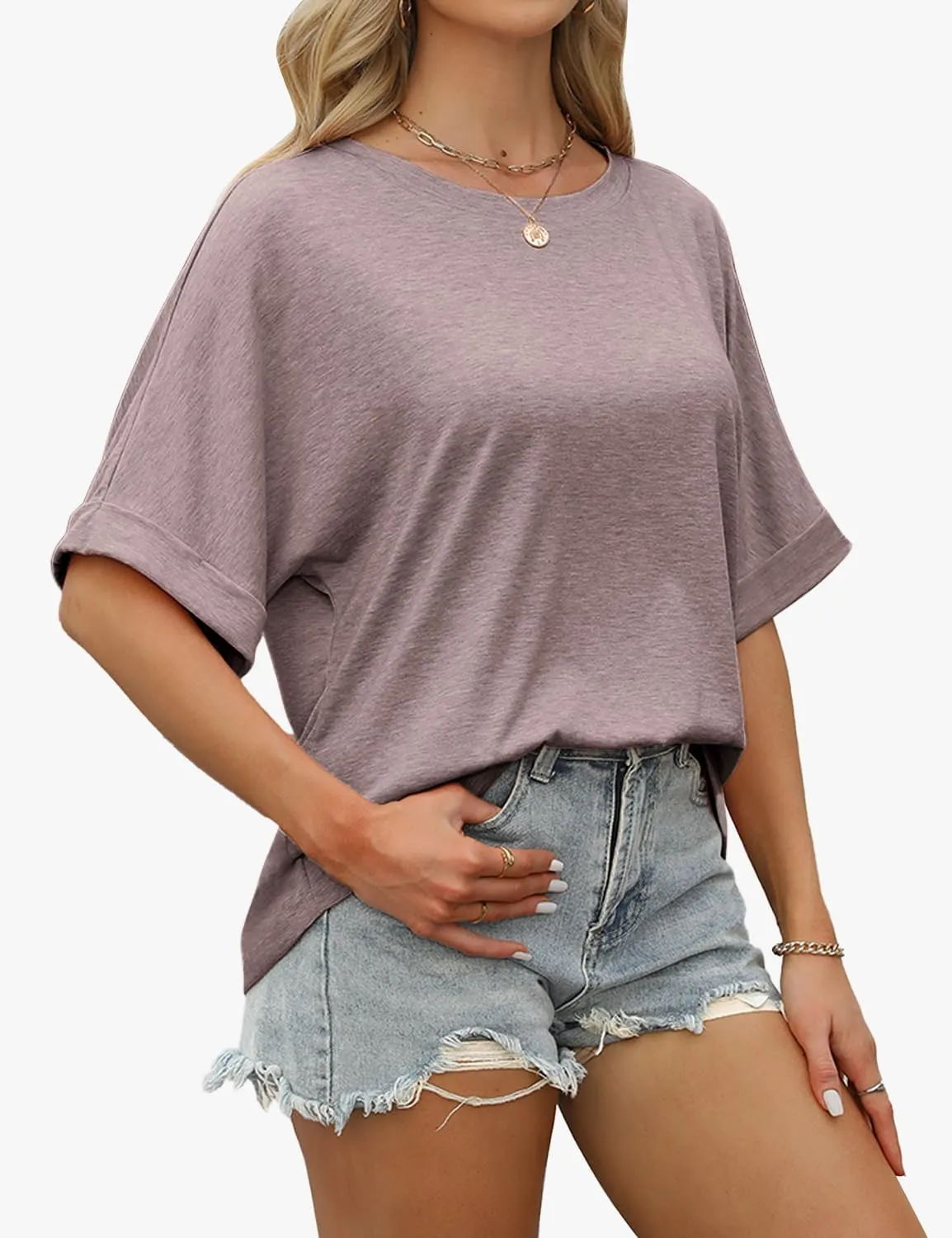 Women Oversized T Shirts Crew Neck Short Sleeve Tops Summer Dressy Casual Loose Fit Tee 2025 Trendy Fashion Clothes