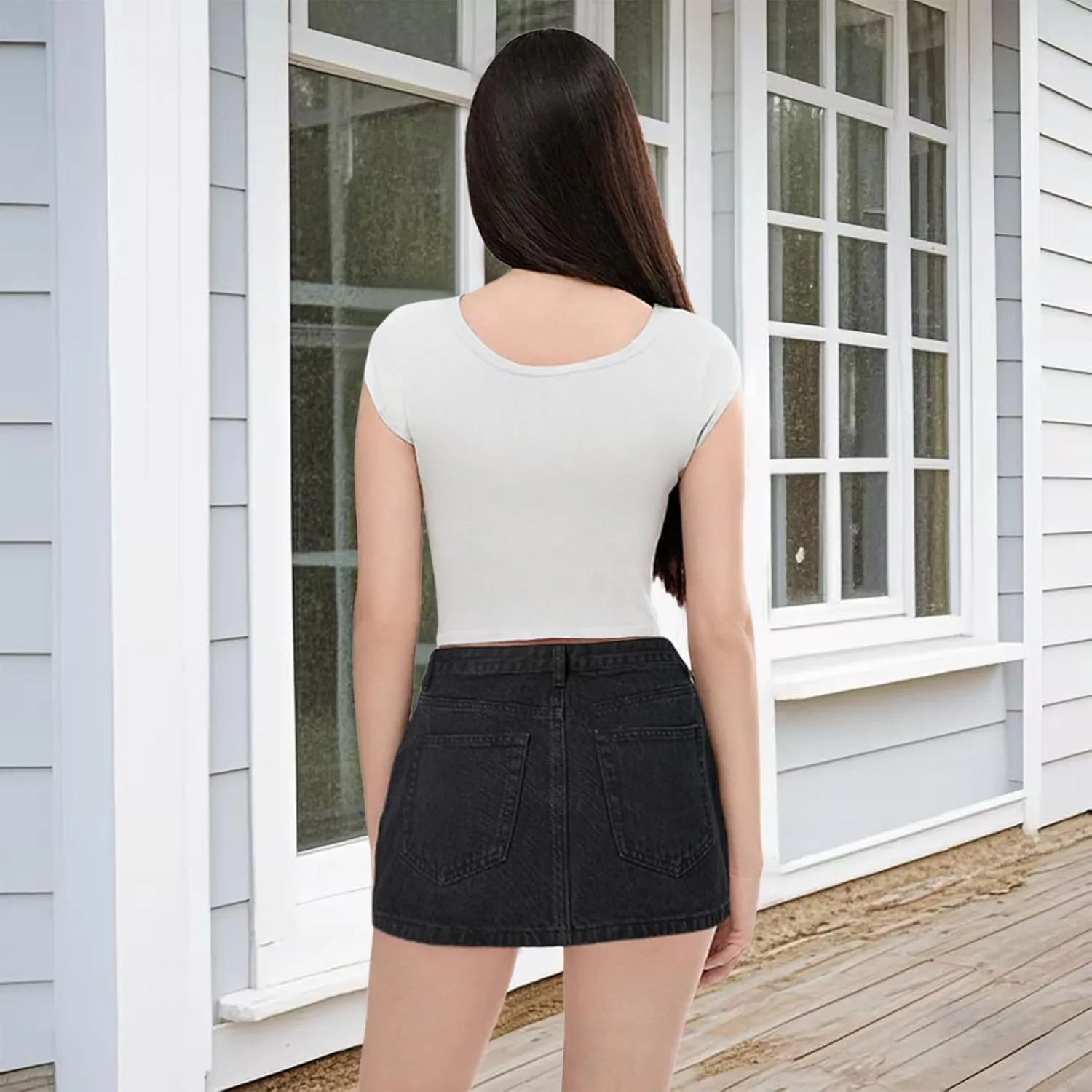 Women Y2K Denim Skirt High Waist Bow Print Bodycon A Line Mini Pencil Skirt Button Zipper Fly Jean Hip Skirt