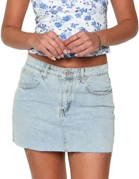 Women Y2K Denim Skirt High Waist Bow Print Bodycon A Line Mini Pencil Skirt Button Zipper Fly Jean Hip Skirt