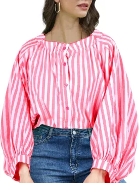 Women's 3/4 Length Sleeve Button Down Blouse, One Size, Plaid Design, Casual Summer Top, Relaxed fit