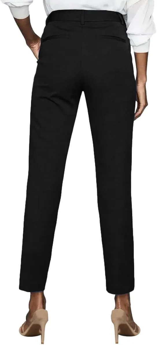 Womens Dress Pants High Stretch Straight Leg Black Pants for Work Business Casual with Pockets