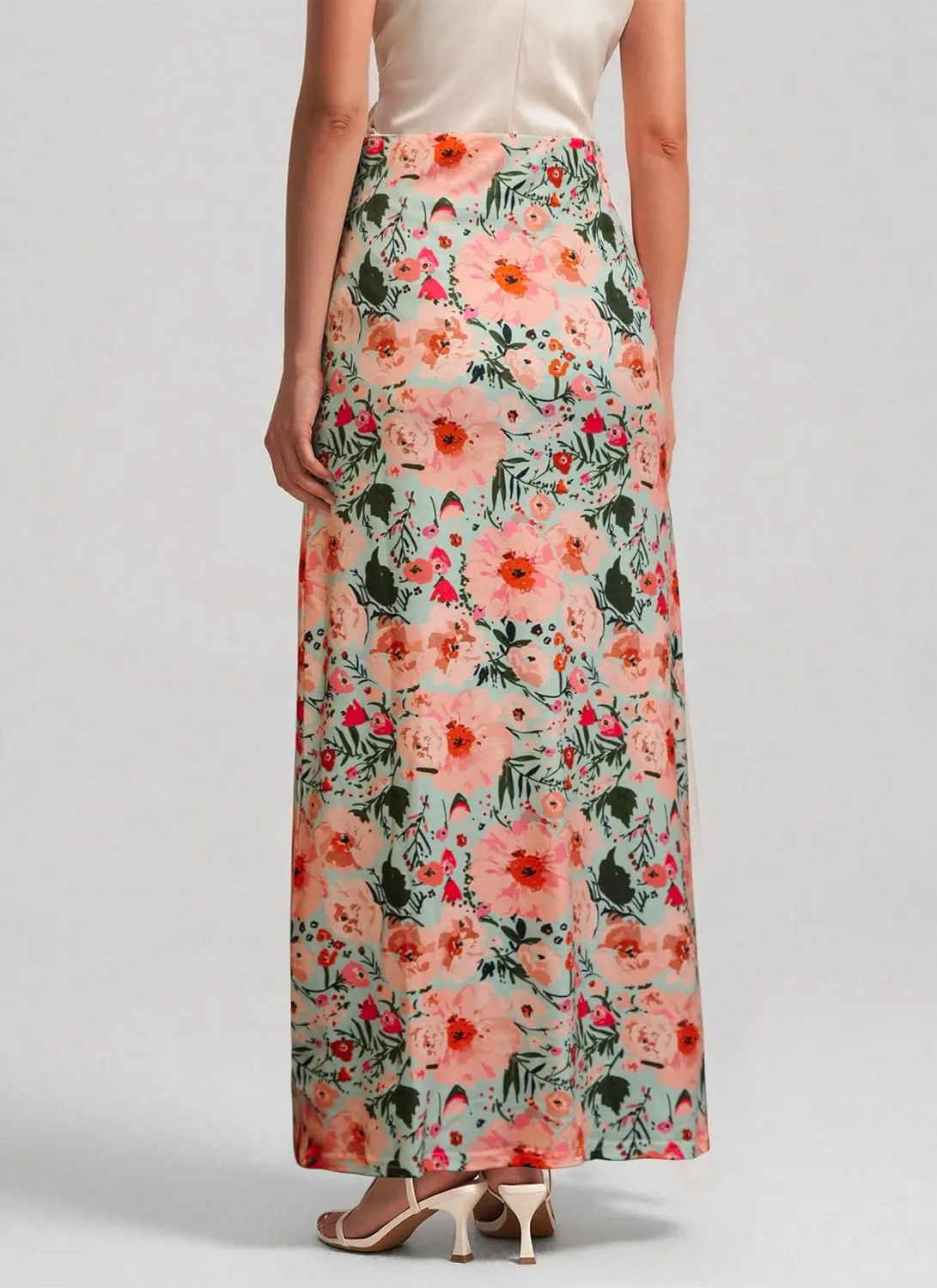 Women's Maxi Summer Skirt Elegant Trendy High Waist Ankle Length A line Printed Skirts